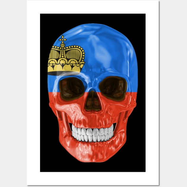 Liechtenstein Flag Skull - Gift for Liechtensteiner With Roots From Liechtenstein Wall Art by Country Flags